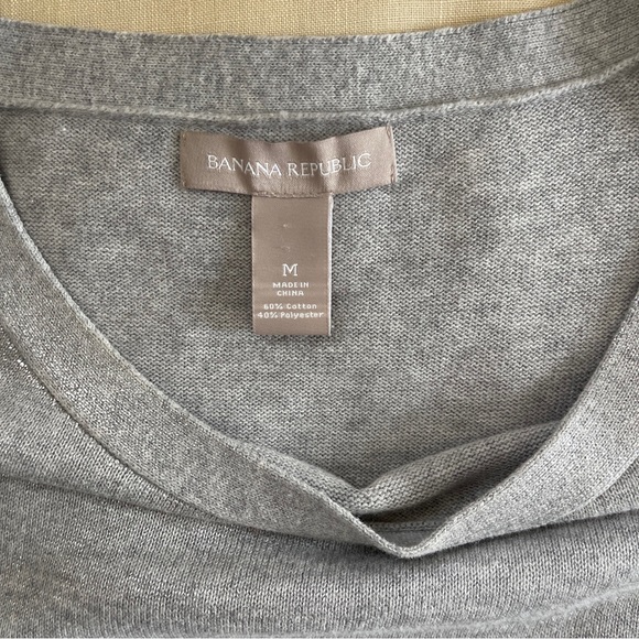 Banana Republic Boat Neck 3/4 Sleeves Sweater Knit Top Gray w/Silver Size M - Picture 5 of 8